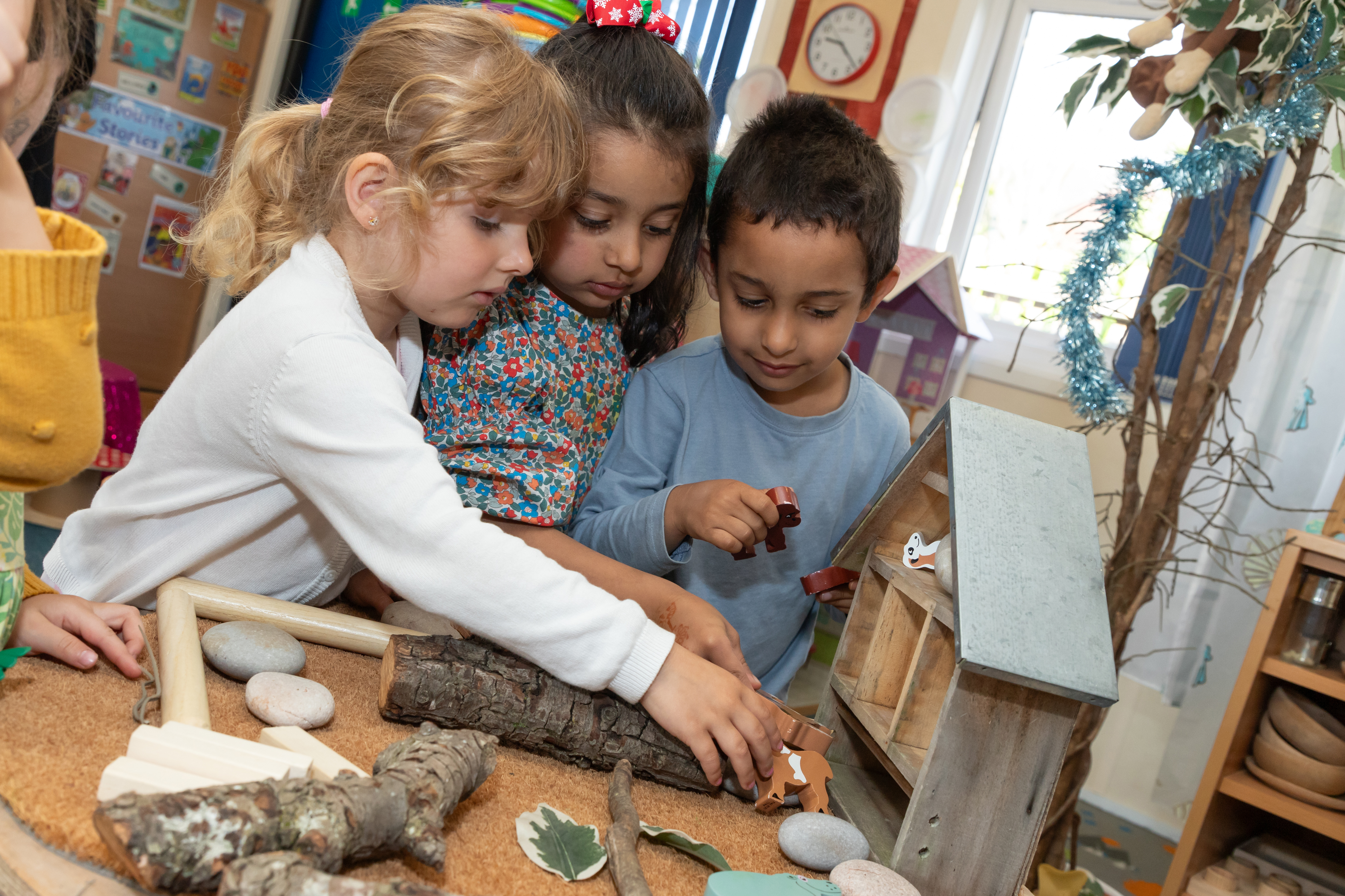 Children playing with nature at Fairfield preschool
